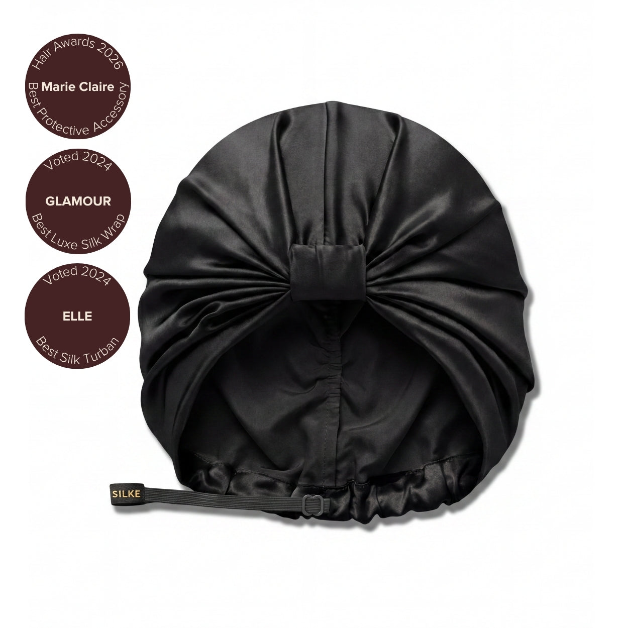 Silk Hair Wrap Bonnet - Eva Black