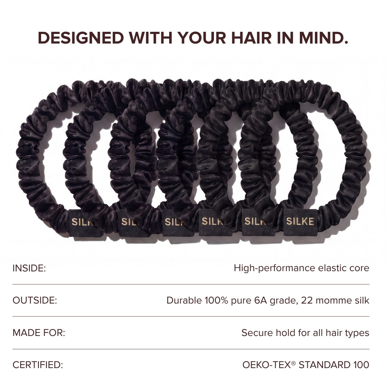 Silk Hair Ties - Cleopatra Black