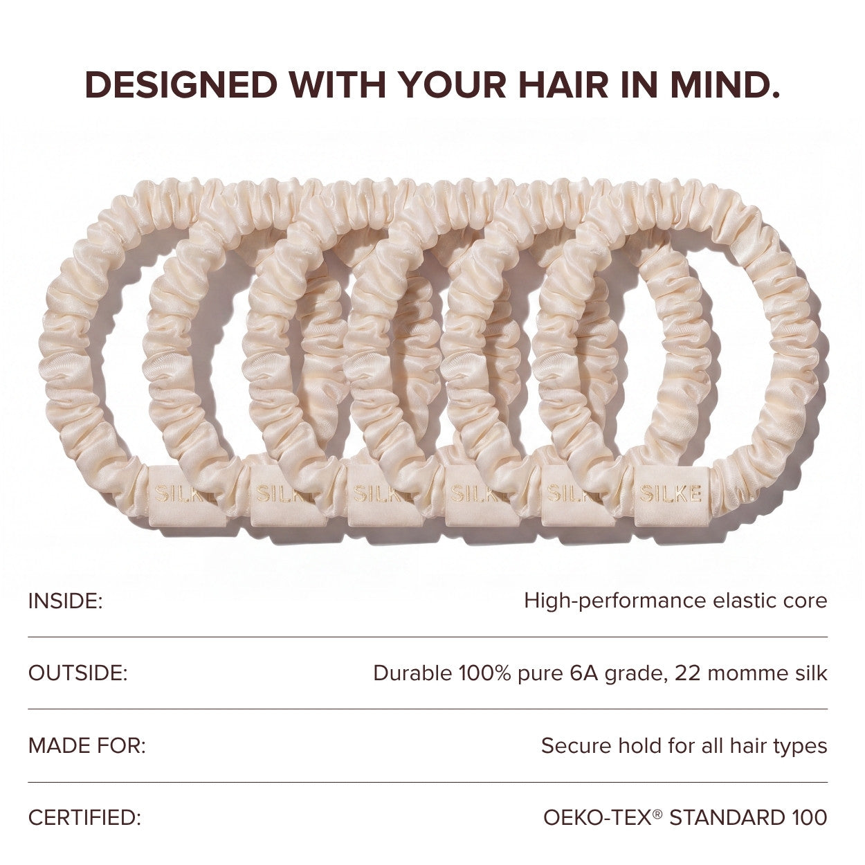 Silk Hair Ties - Coco Cream