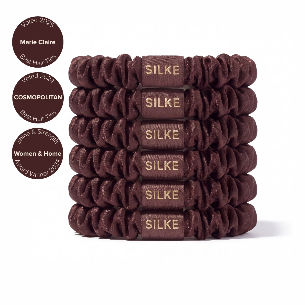 Silk Hair Ties - Brown