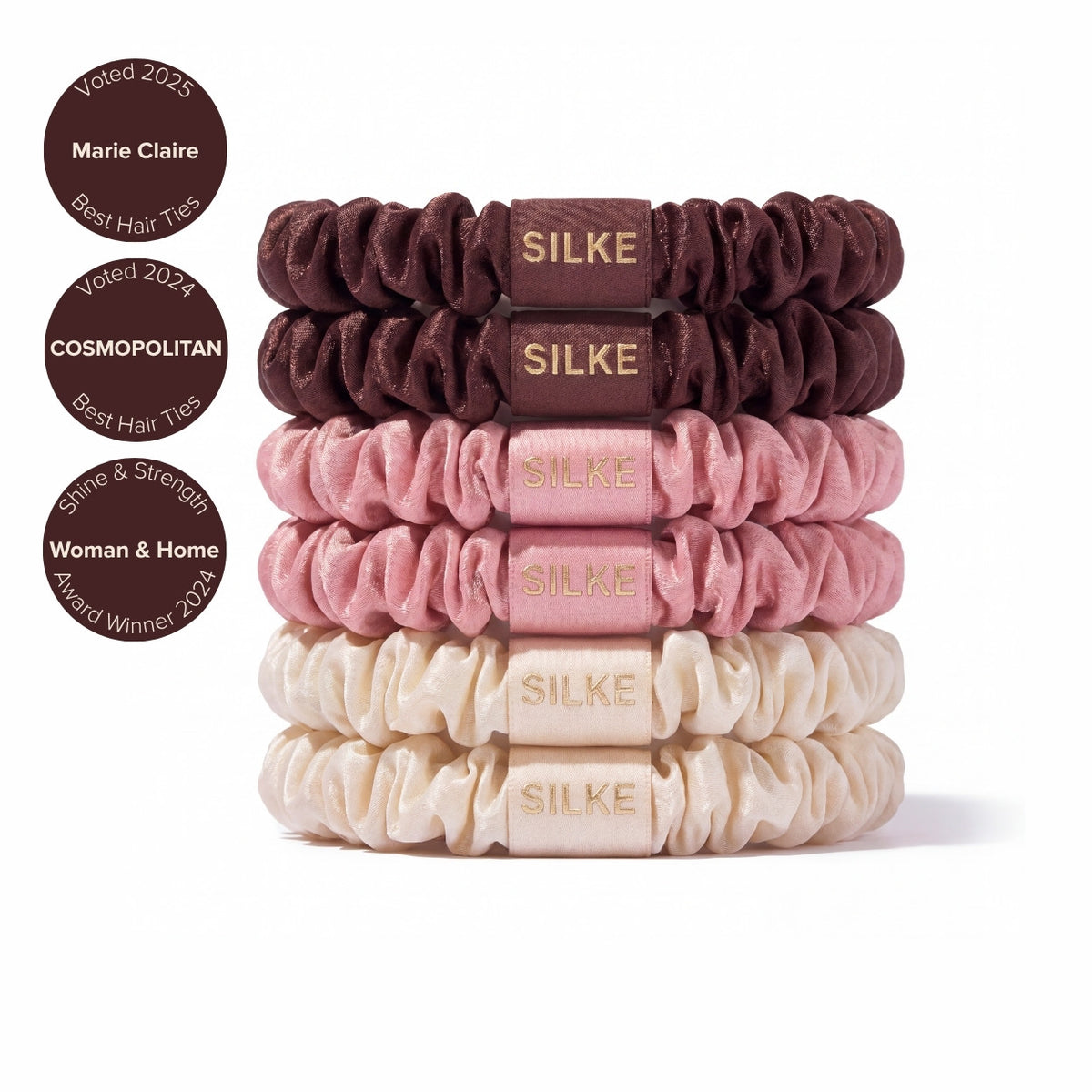 Silk Hair Ties - Mocha Blush