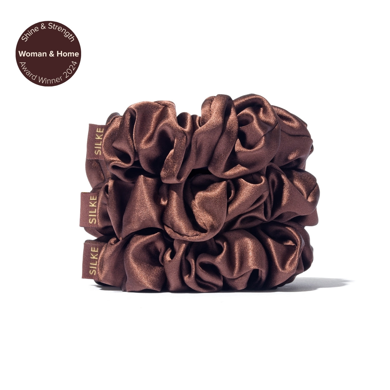 Large Silk Scrunchies - Brown