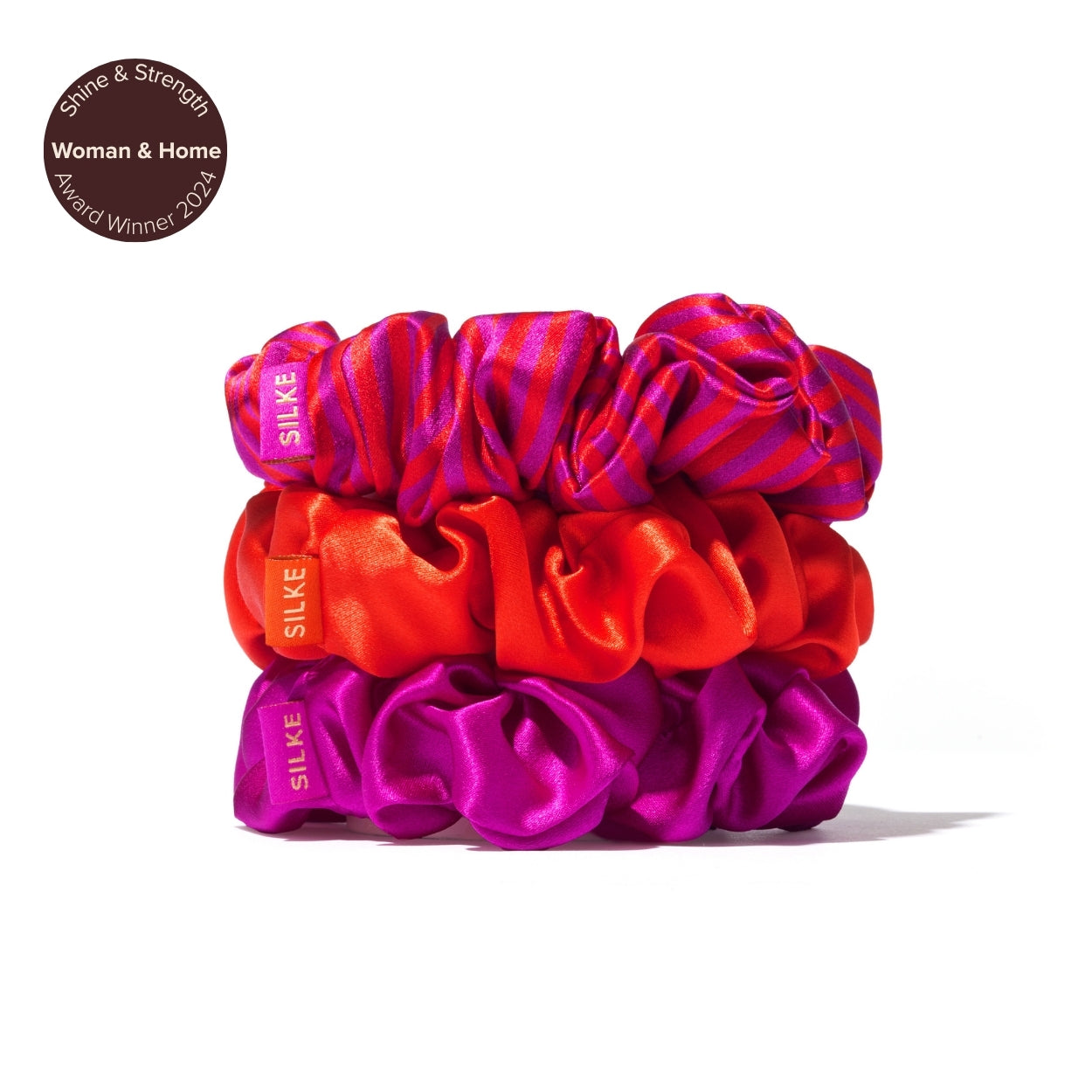 Silk Large Scrunchies - Pink & Orange