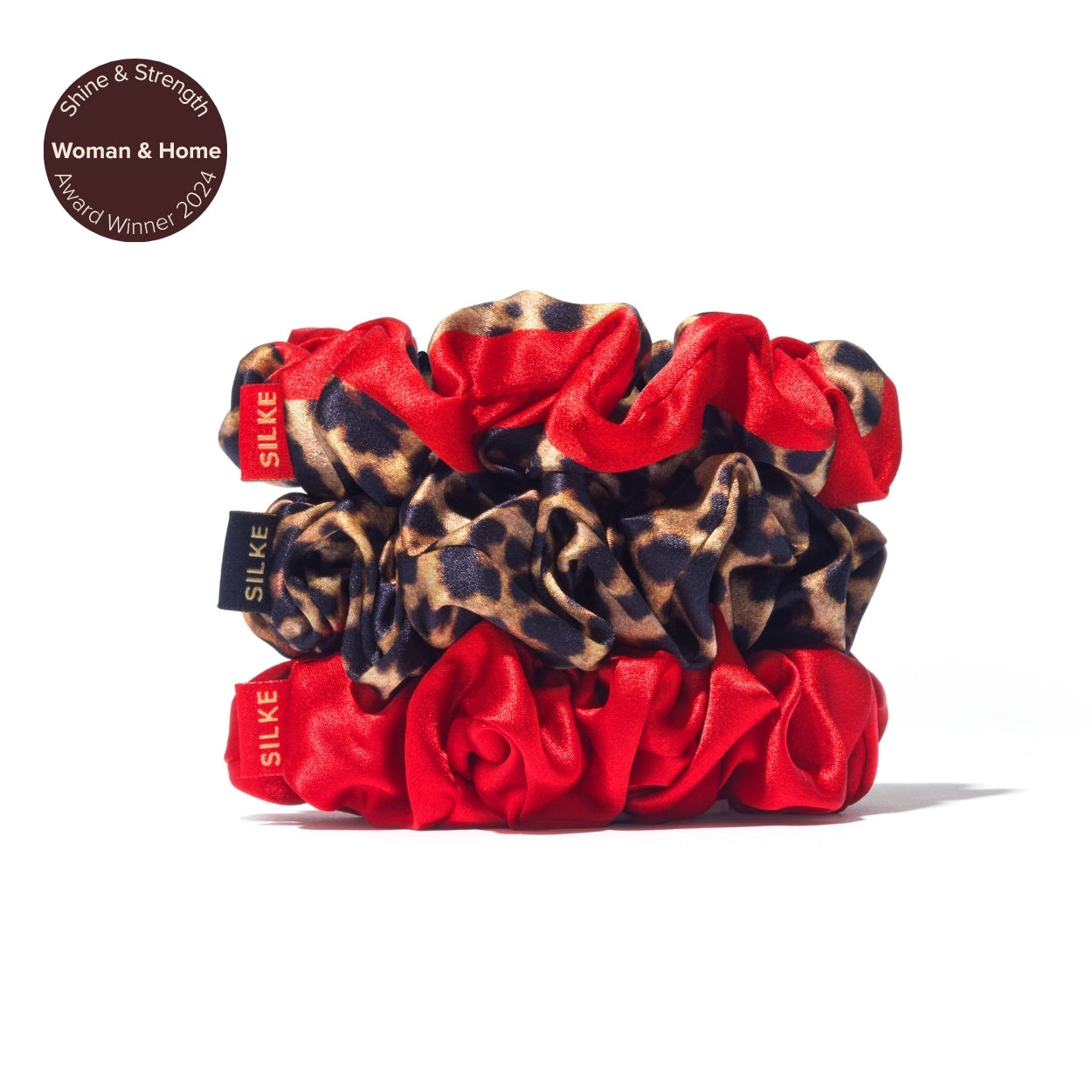 Silk Large Scrunchies - Leopard Red