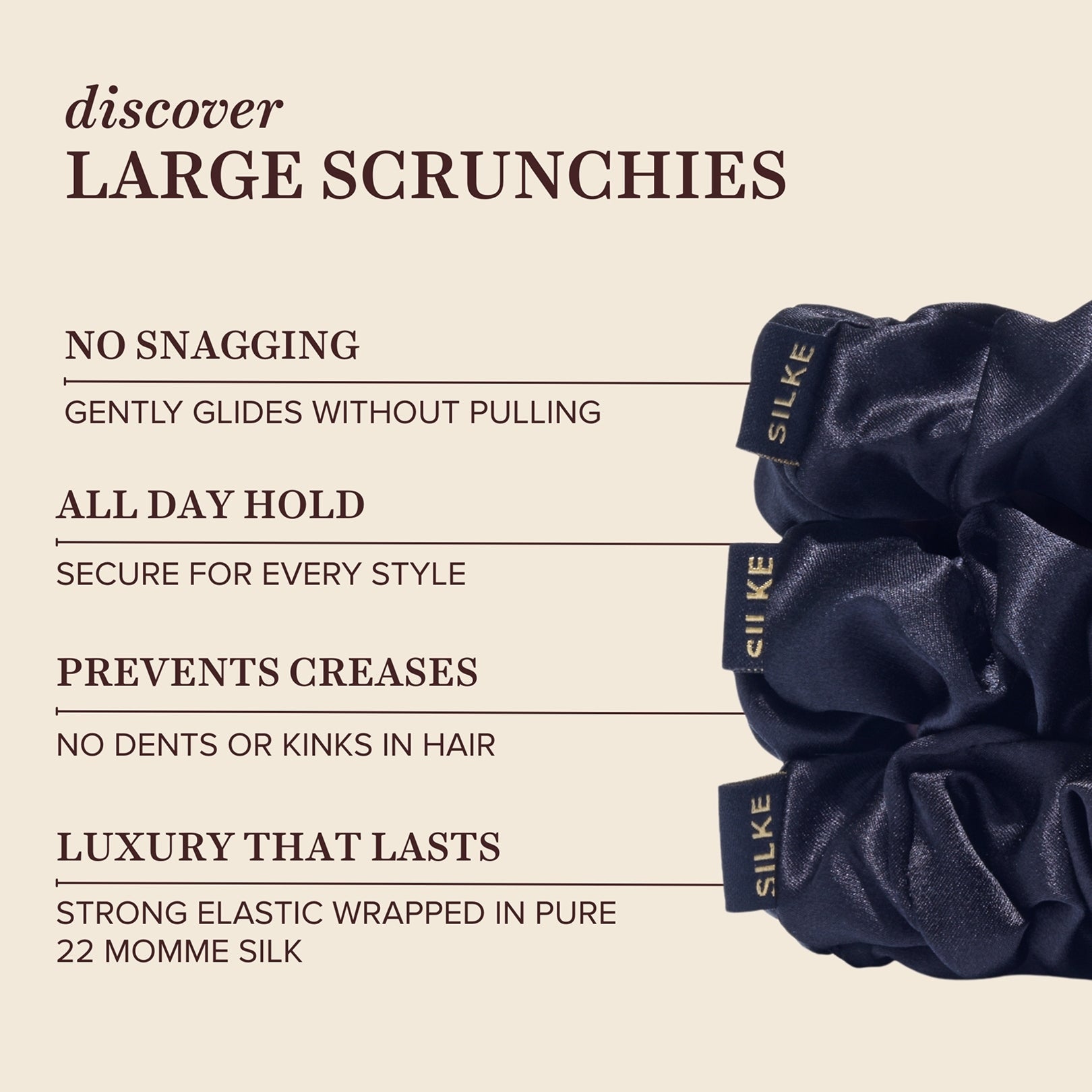 Silk Large Scrunchies - Black