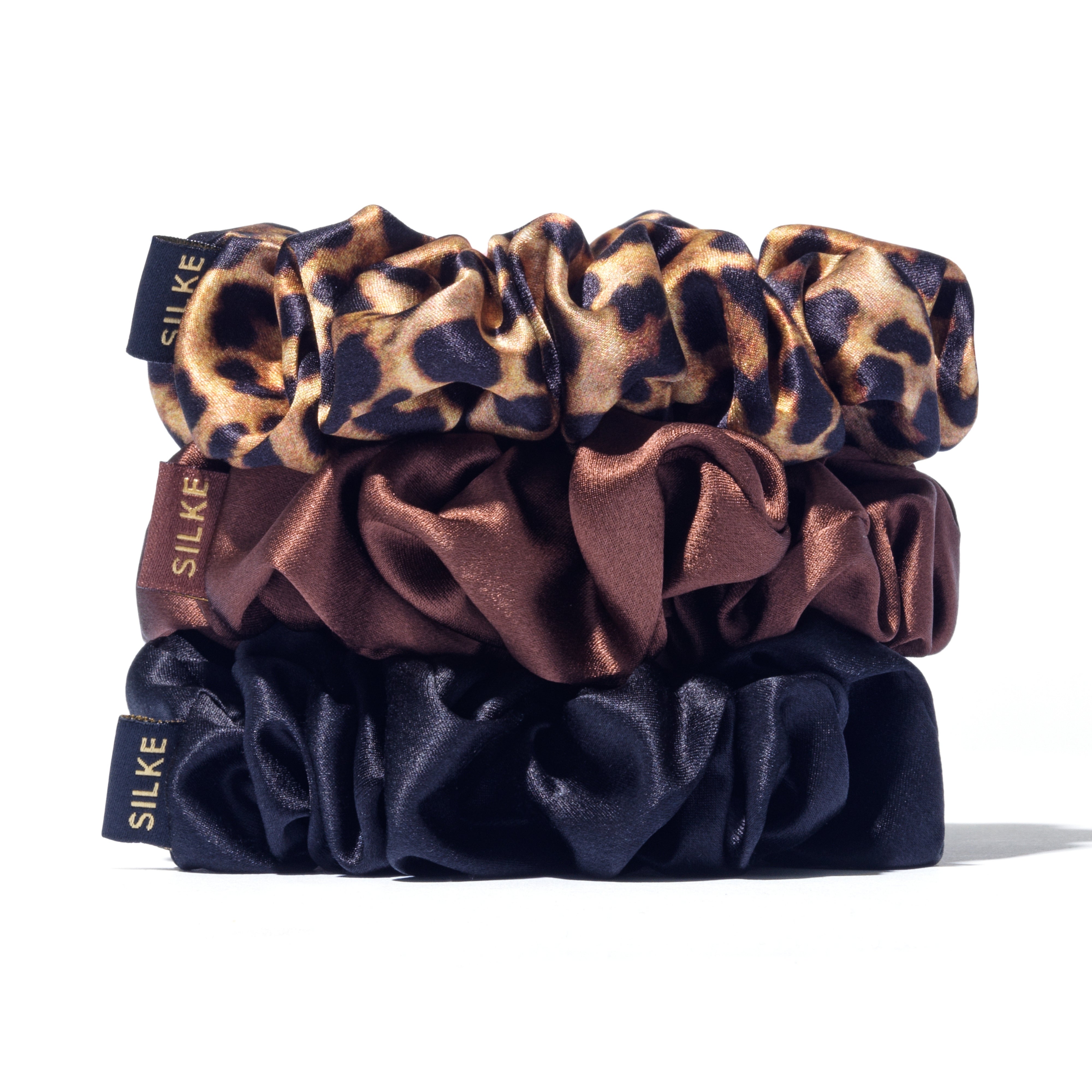 SILKE Large Scrunchies - Leopard Tonal