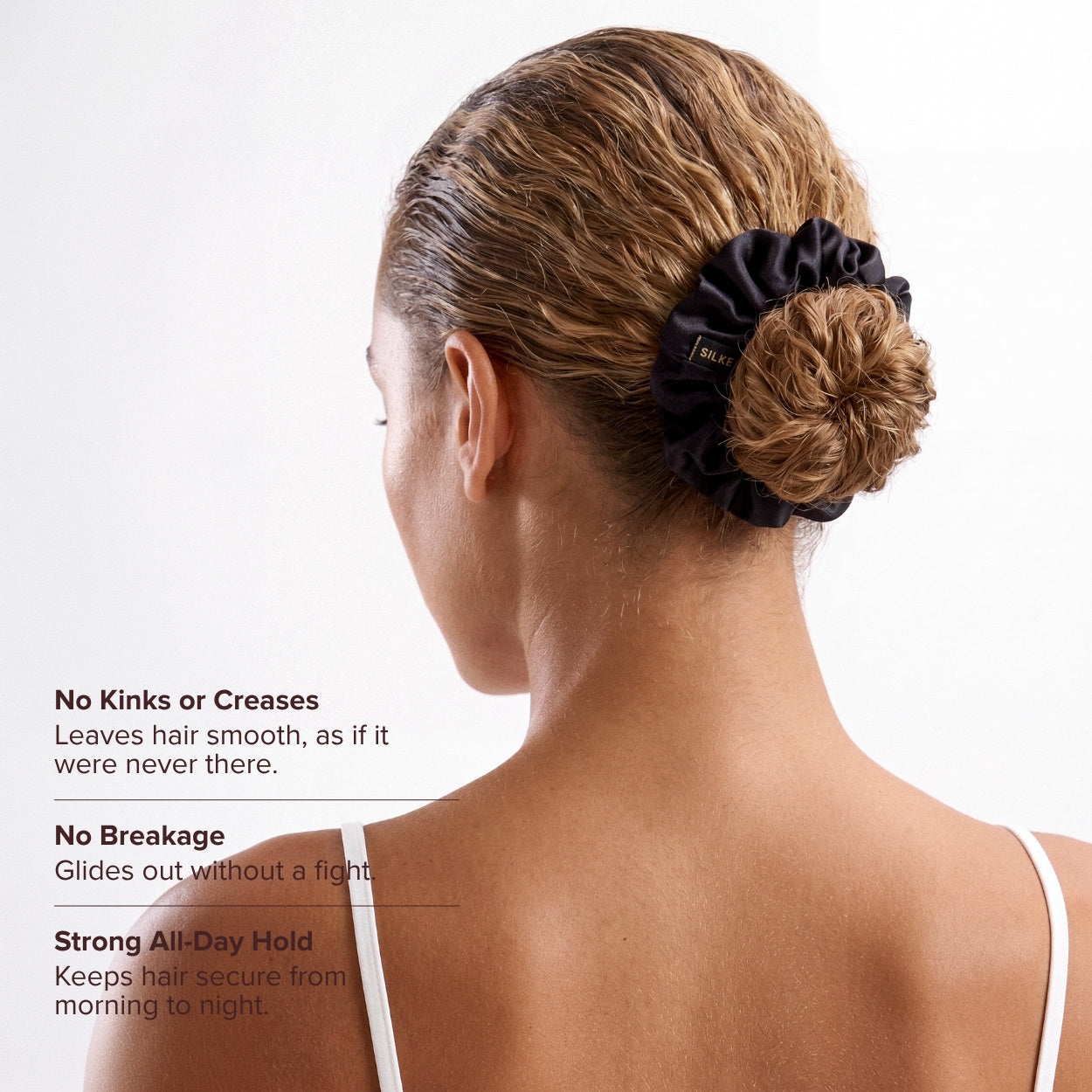 Large Silk Scrunchies - Black