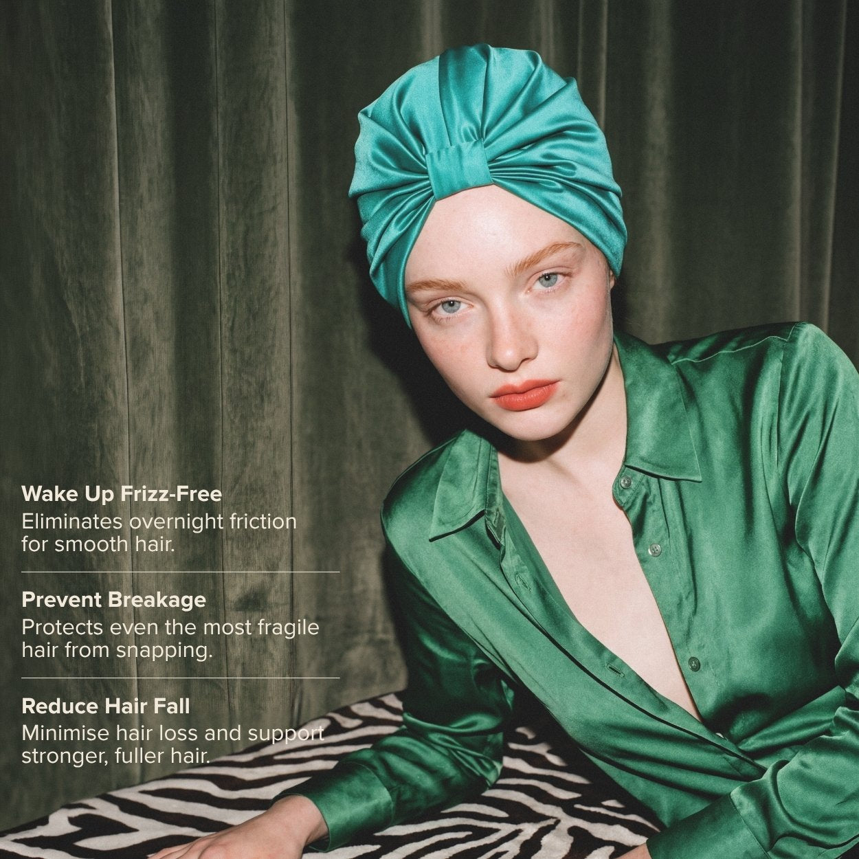 Silk Hair Wrap Bonnet - The Esme - Green