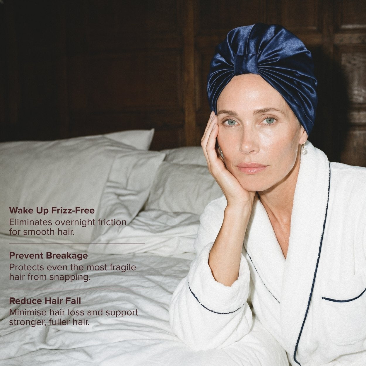 Silk Hair Wrap Bonnet - The Kate - Navy