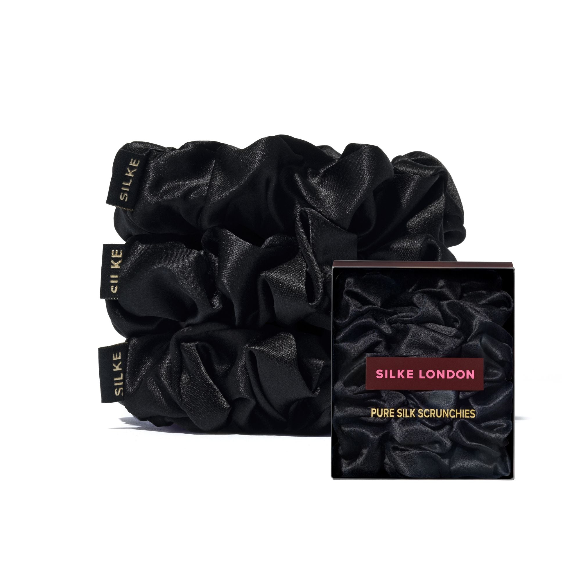 SILKE LARGE SCRUNCHIES - BLACK