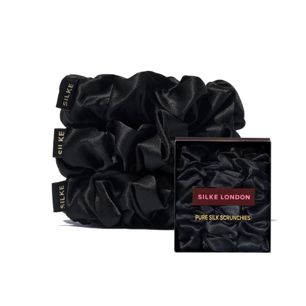 SILKE LARGE SCRUNCHIES - BLACK