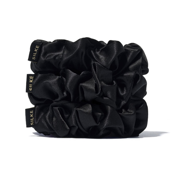 SILKE LARGE SCRUNCHIES - BLACK