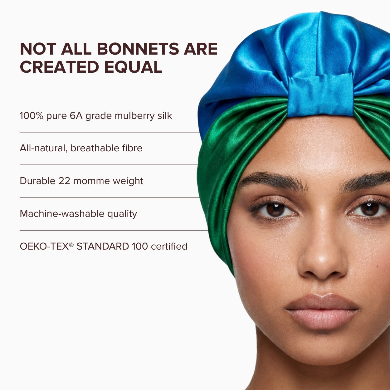 Silk Hair Wrap Bonnet - The Isla - Blue & Green