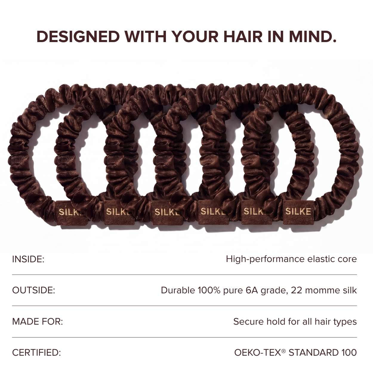 Silk Hair Ties - Brown