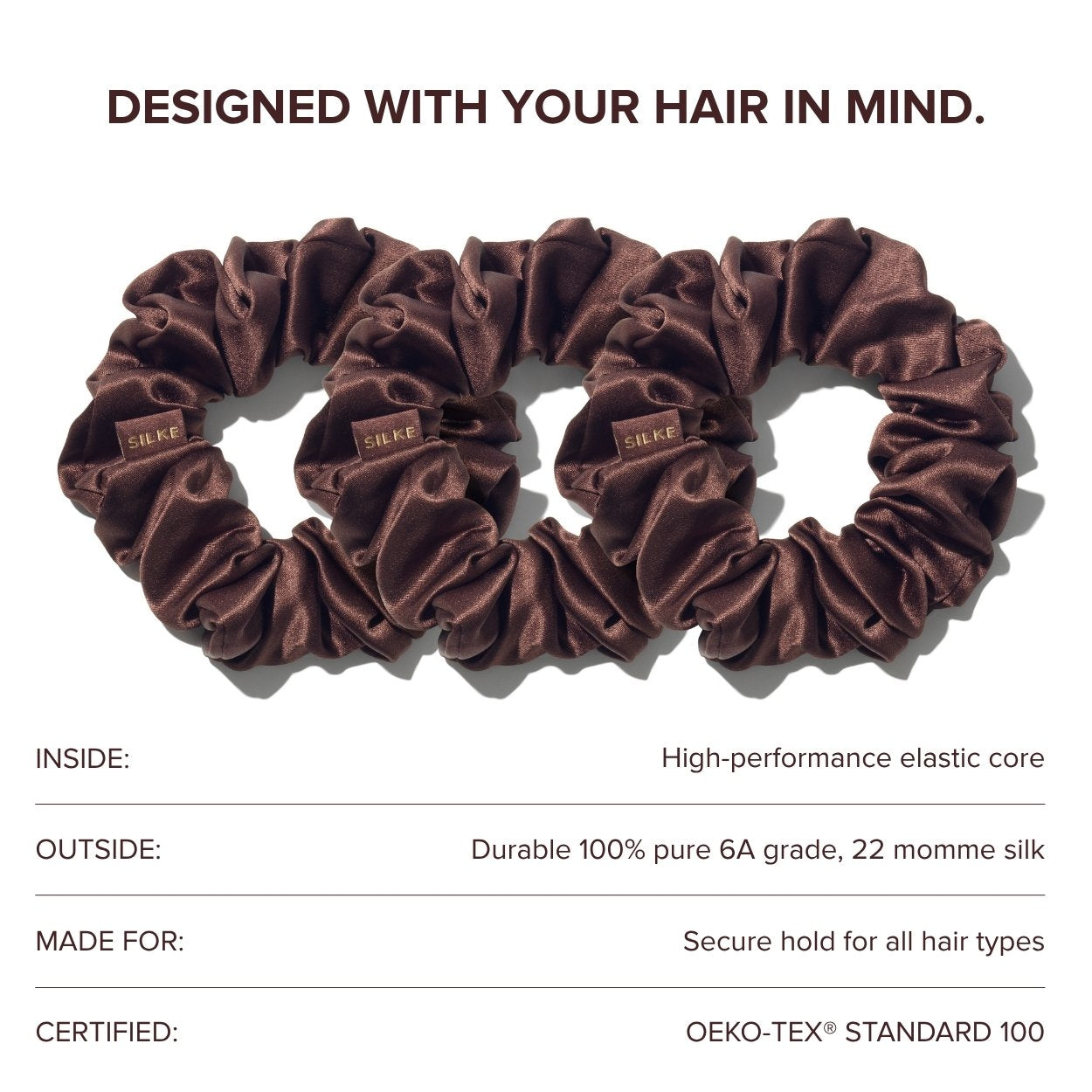 Silk Large Scrunchies - Brown