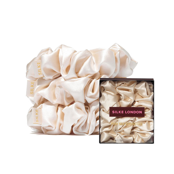 SILKE LARGE SCRUNCHIES - CHAMPAGNE