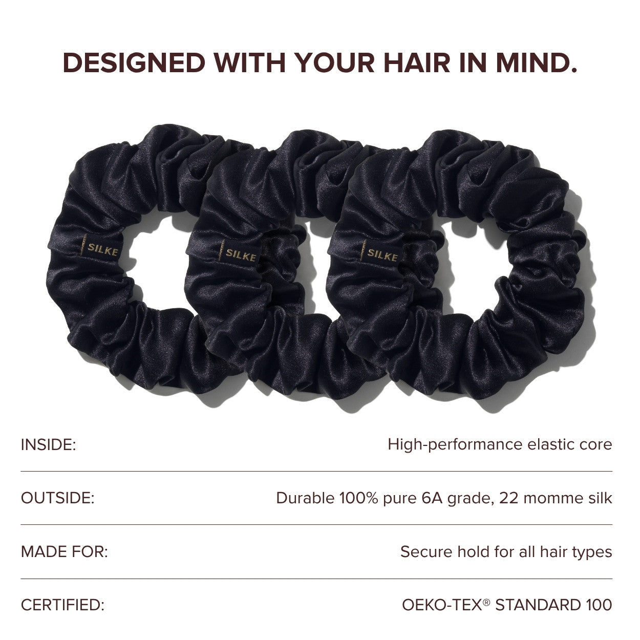 Silk Large Scrunchies - Black
