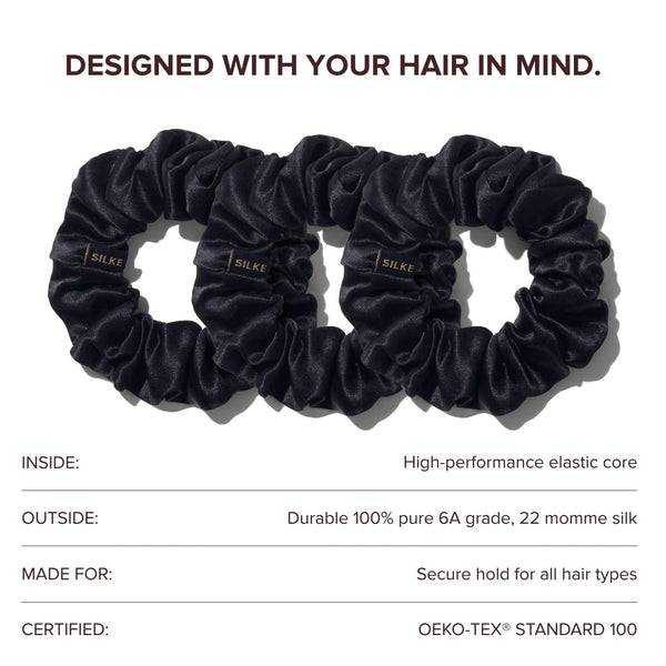 Large Silk Scrunchies - Black
