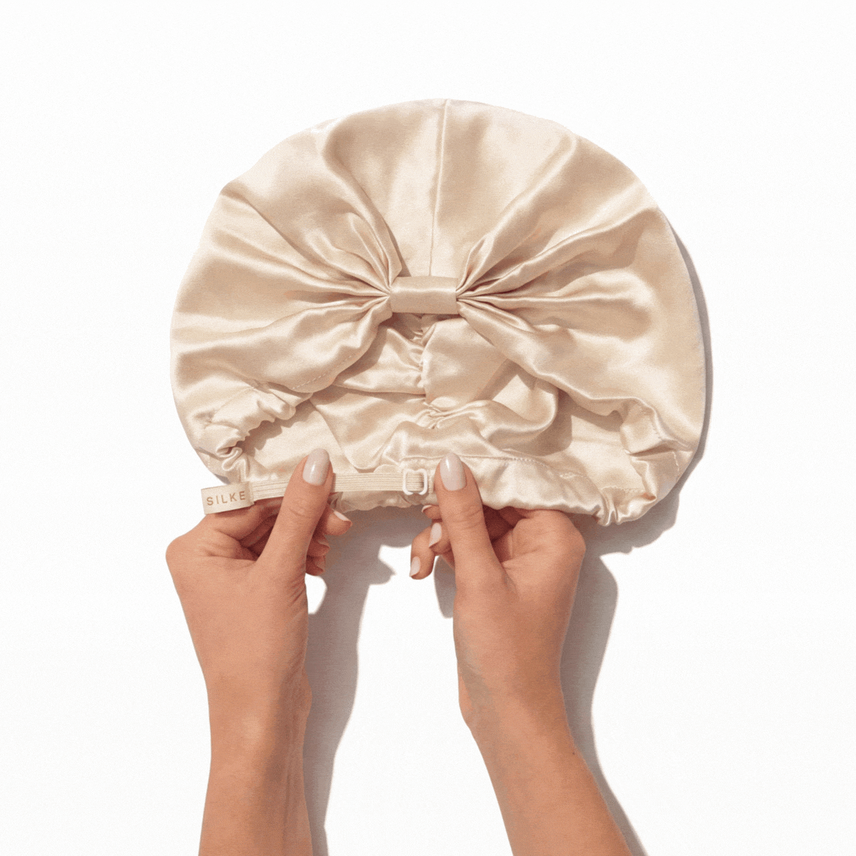 Double-Lined Silk Hair Wrap Bonnet - Champagne Cream