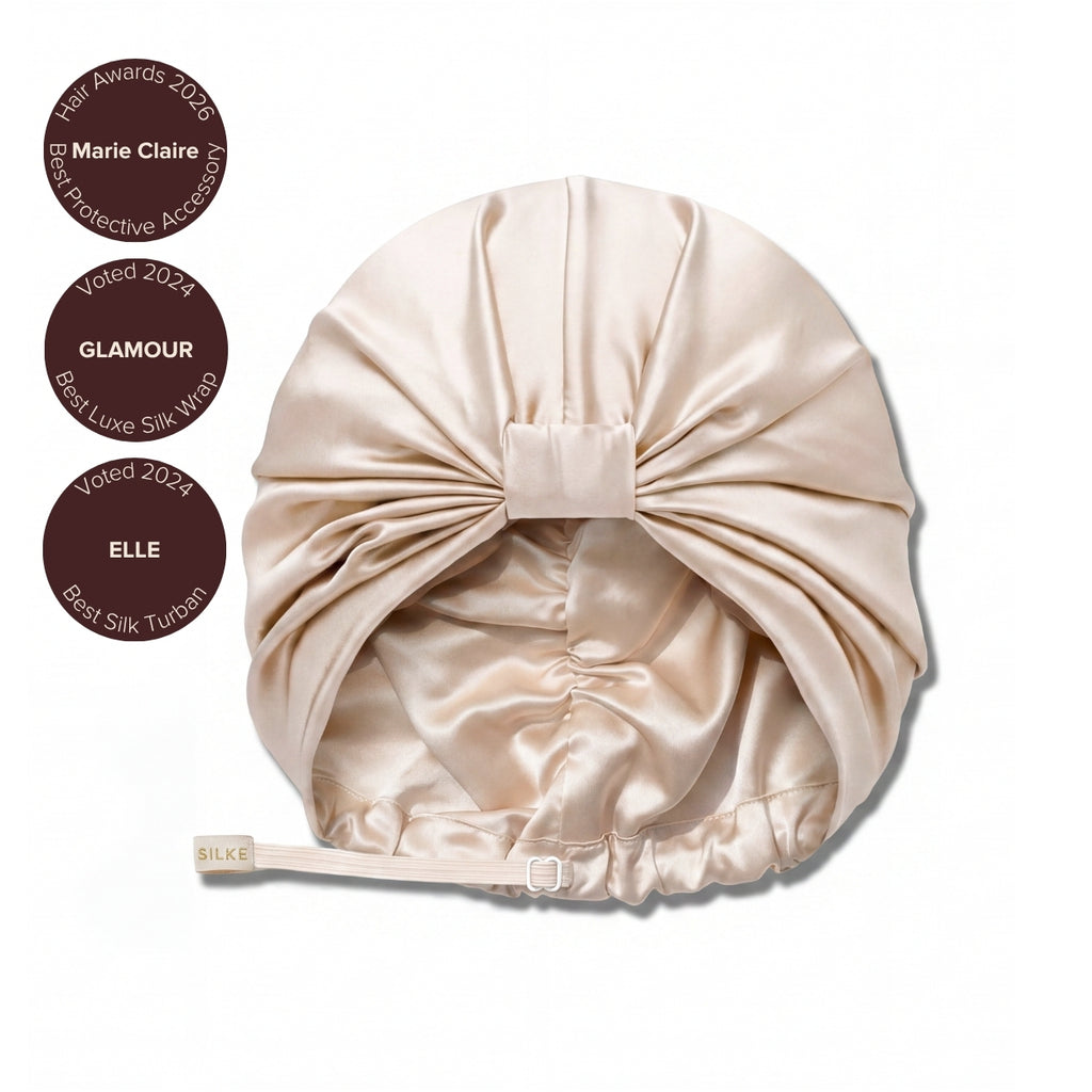 Double Lined Silk Hair Wrap Bonnet Champagne