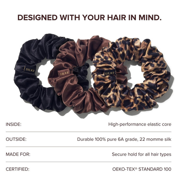 Large Silk Scrunchies - Leopard Tonal