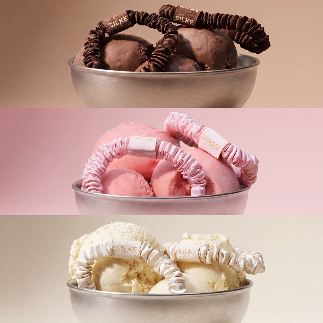 Silk Hair Ties - Mocha Blush