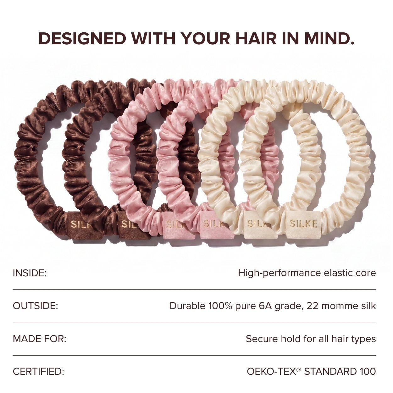Silk Hair Ties - Mocha Blush