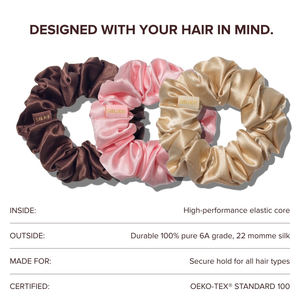 Silk Large Scrunchies - Mocha Blush
