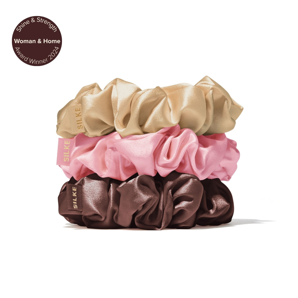 Silk Large Scrunchies Mocha Blush