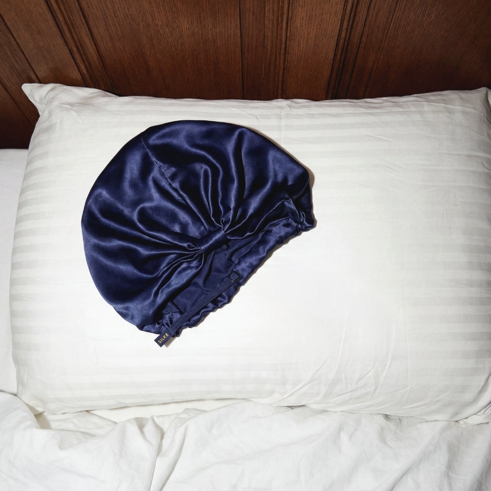 Silk Hair Wrap Bonnet - The Kate - Navy