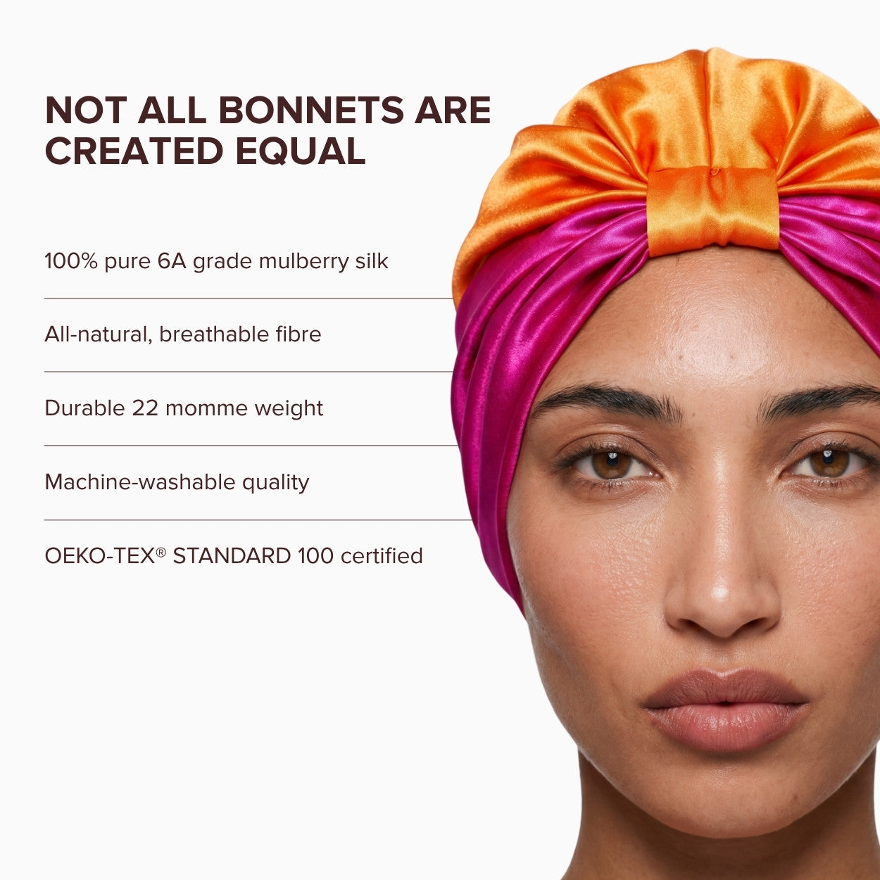 Silk Hair Wrap Bonnet - The Poppy - Pink & Orange
