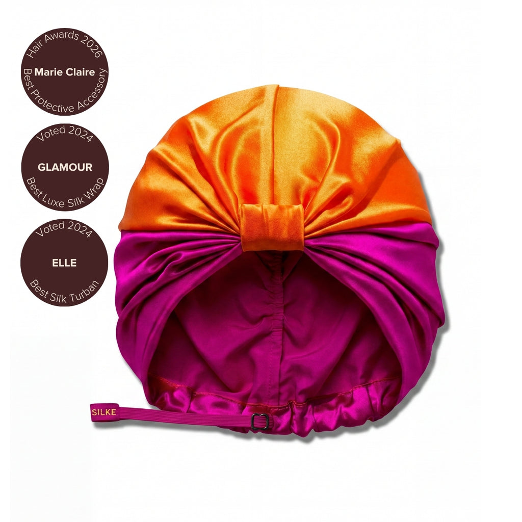 Silk Hair Wrap Bonnet Poppy Pink &