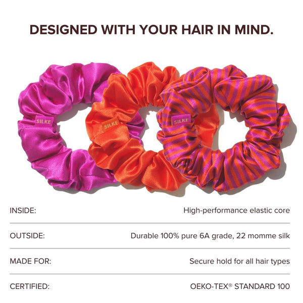 Large Silk Scrunchies - Poppy