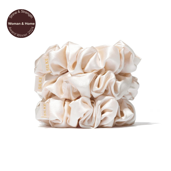Silk Large Scrunchies - Champagne Cream