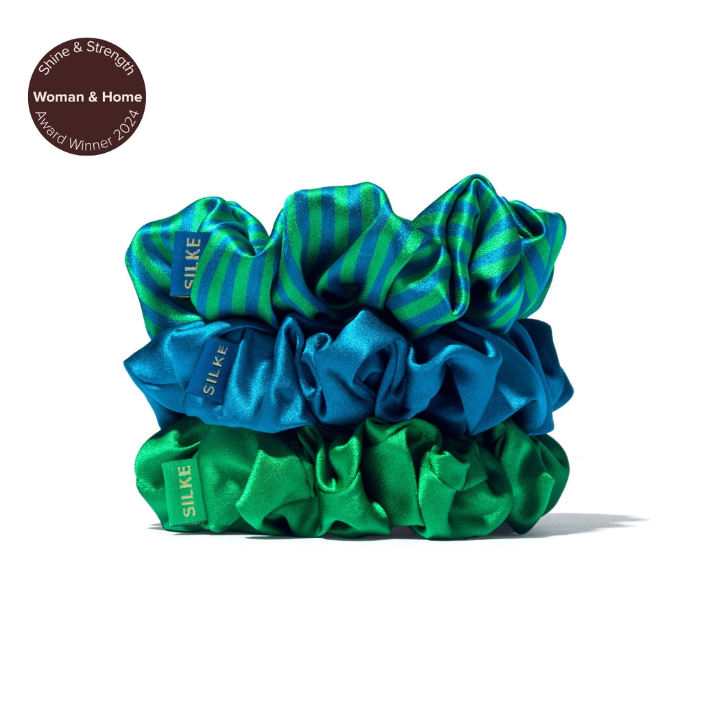 Silk Large Scrunchies & Green