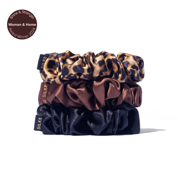 Silk Large Scrunchies - Leopard Tonal