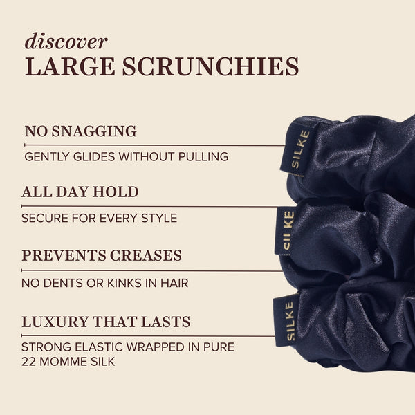 SILKE LARGE SCRUNCHIES - BLACK