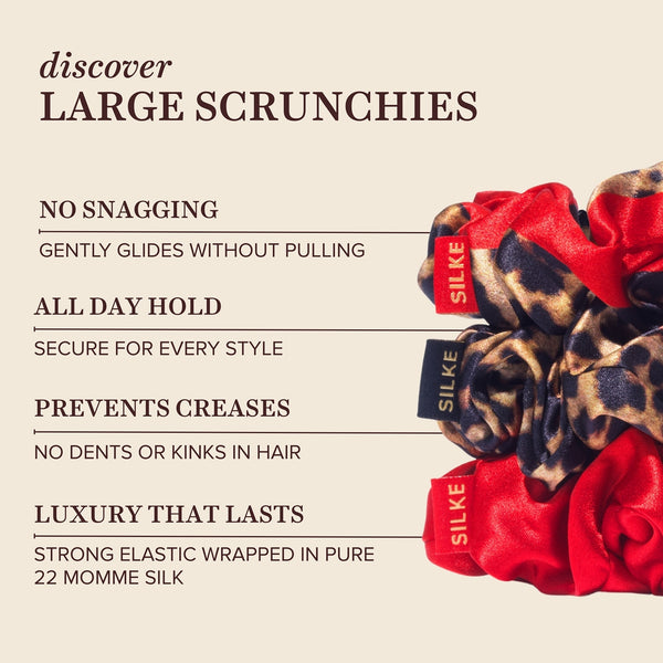 SILKE LARGE SCRUNCHIES -  LEOPARD RED
