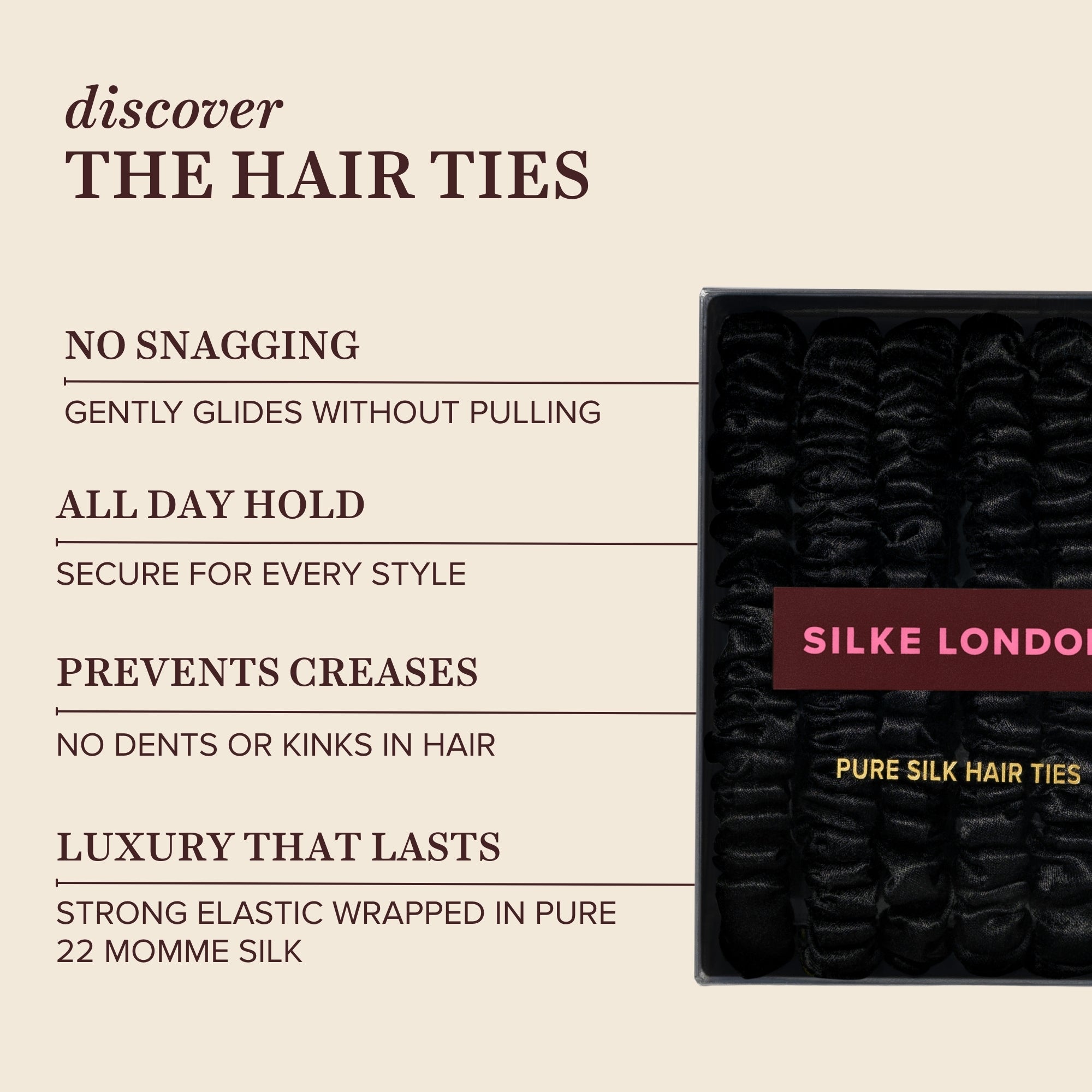 Silk Hair Ties - Cleopatra - Black