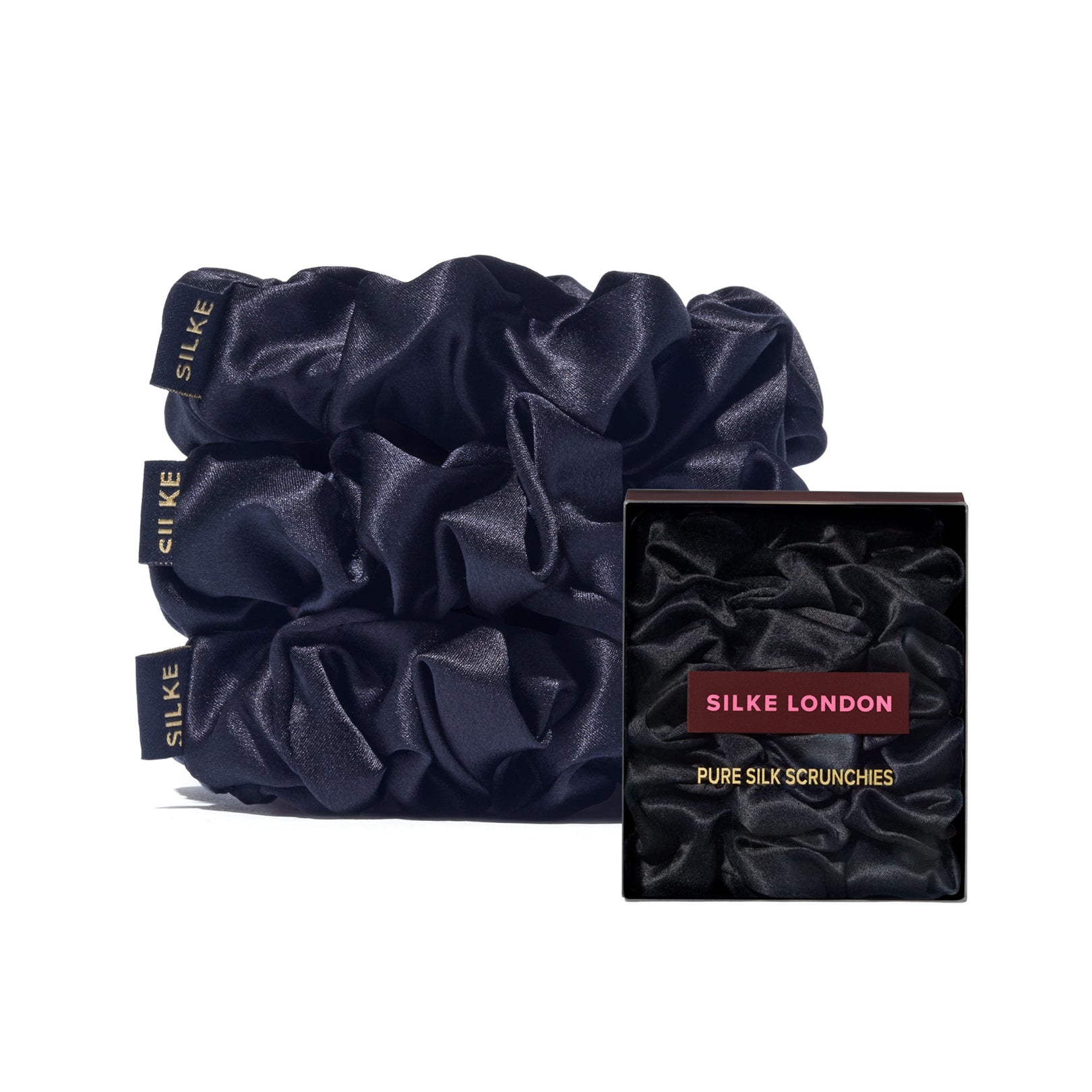 SILKE LARGE SCRUNCHIES - BLACK