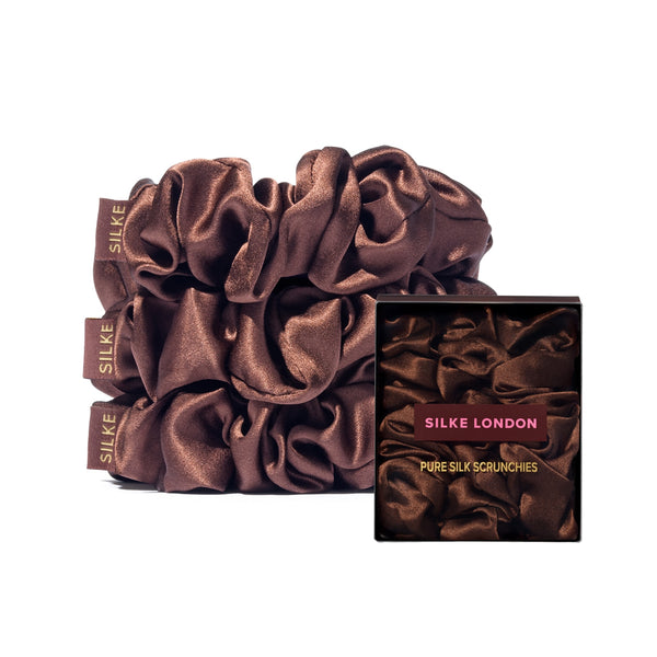 SILKE LARGE SCRUNCHIES - BROWN