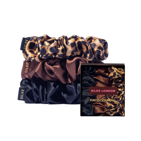 Large Leopard Tonal Silk Scrunchies | SILKE London