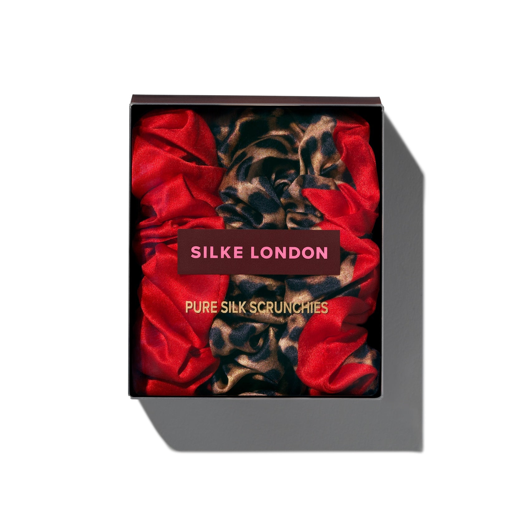 SILKE LARGE SCRUNCHIES -  LEOPARD RED