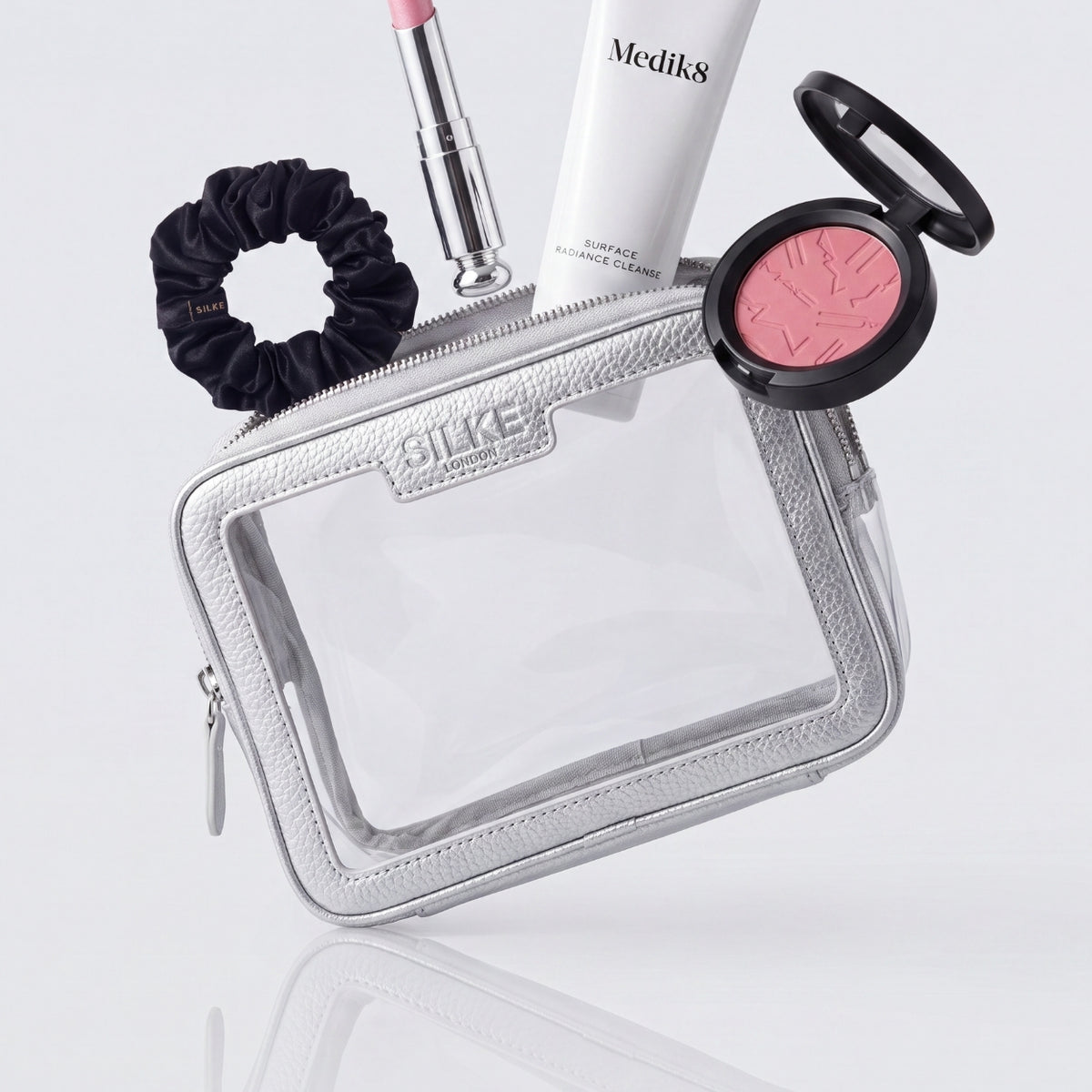 Large Cosmetic Travel Bag - Silver