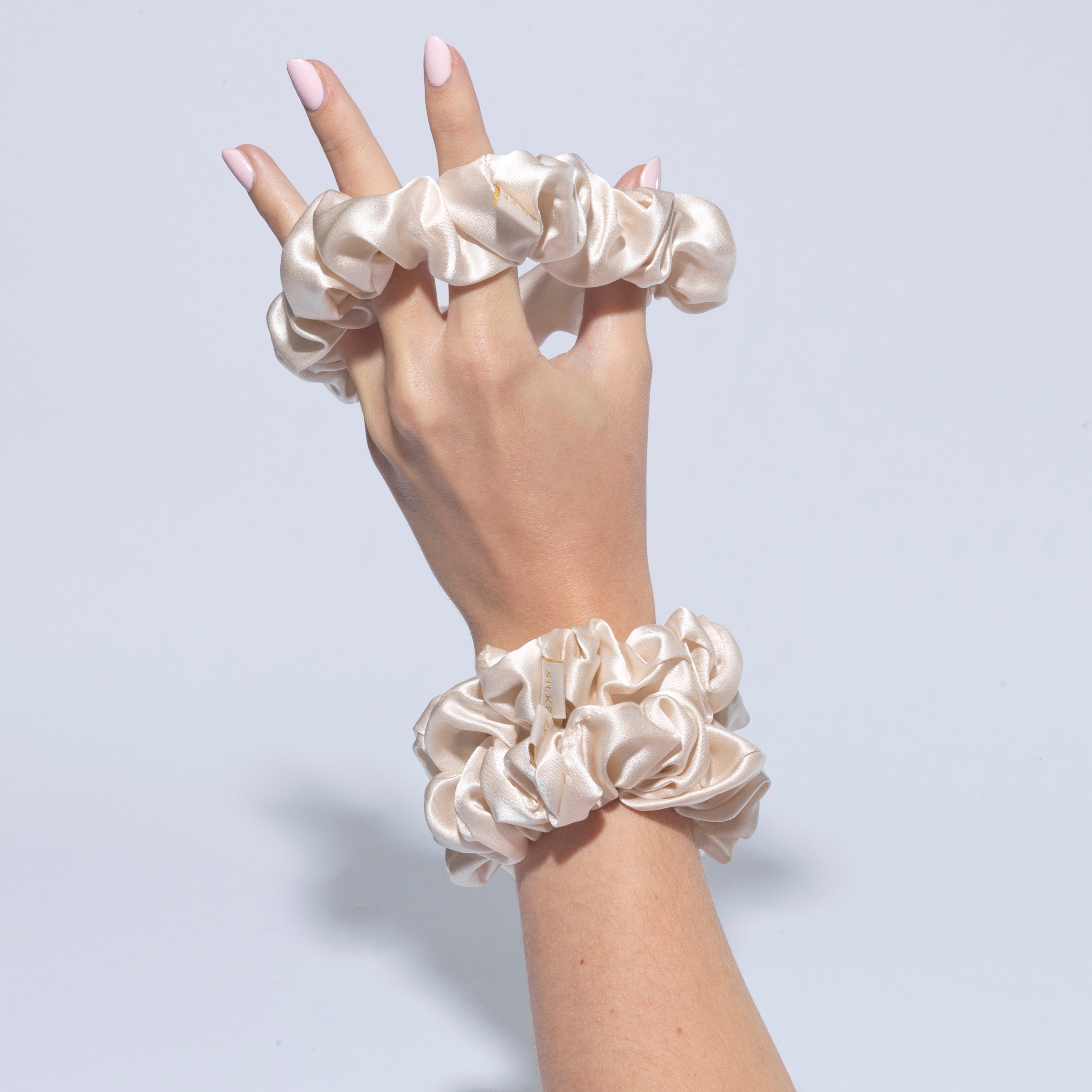 Wrist Bracelet Scrunchies Large Cream Silk Scrunchies For All Hair