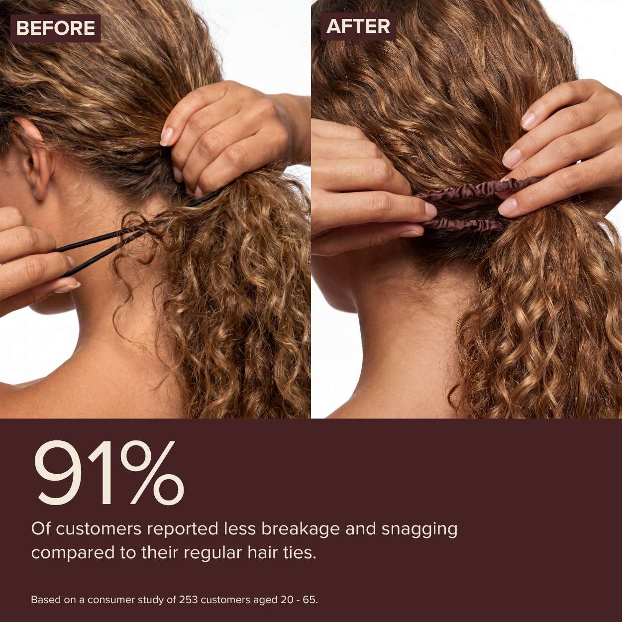 Silk Hair Ties - Brown