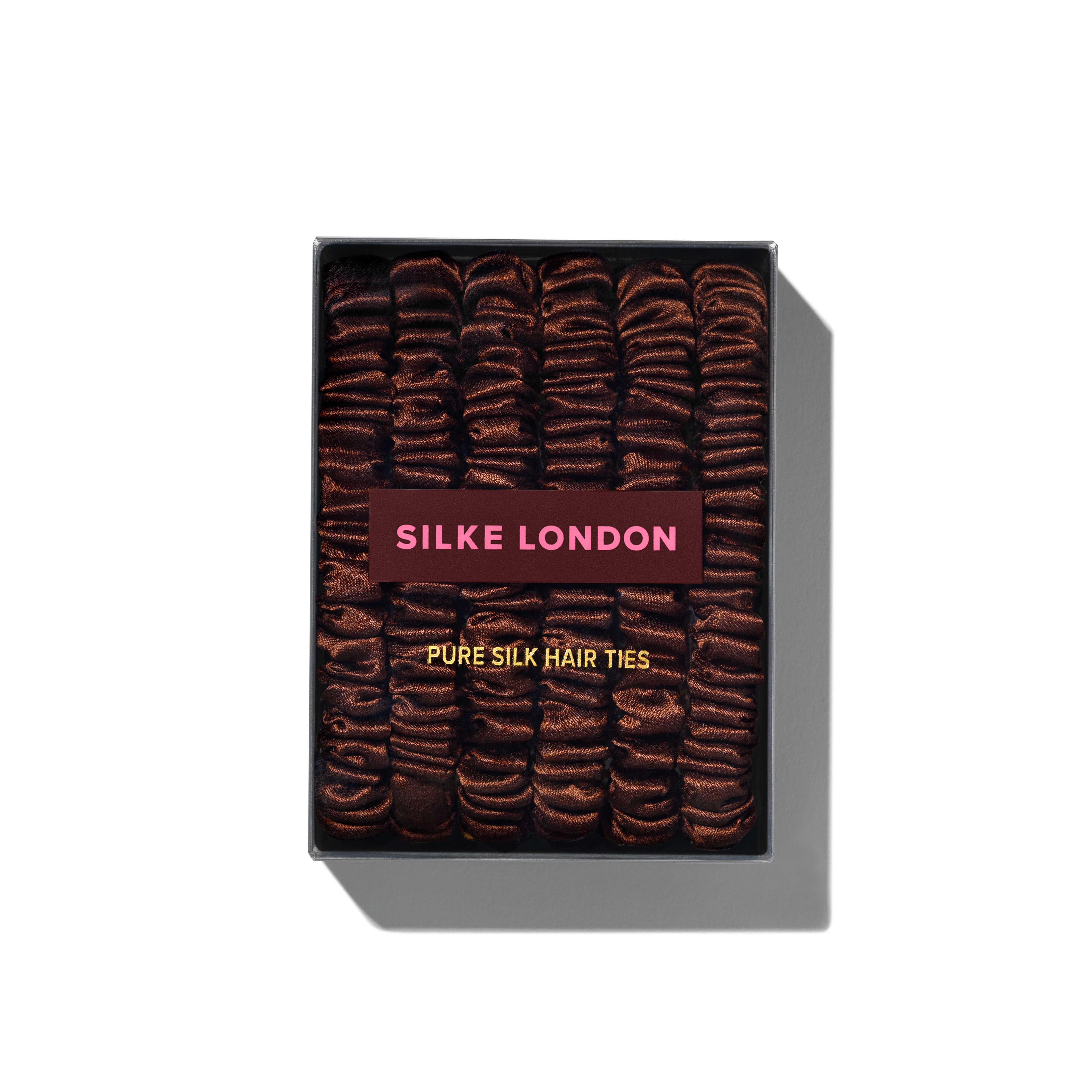Silk Hair Ties - Brown